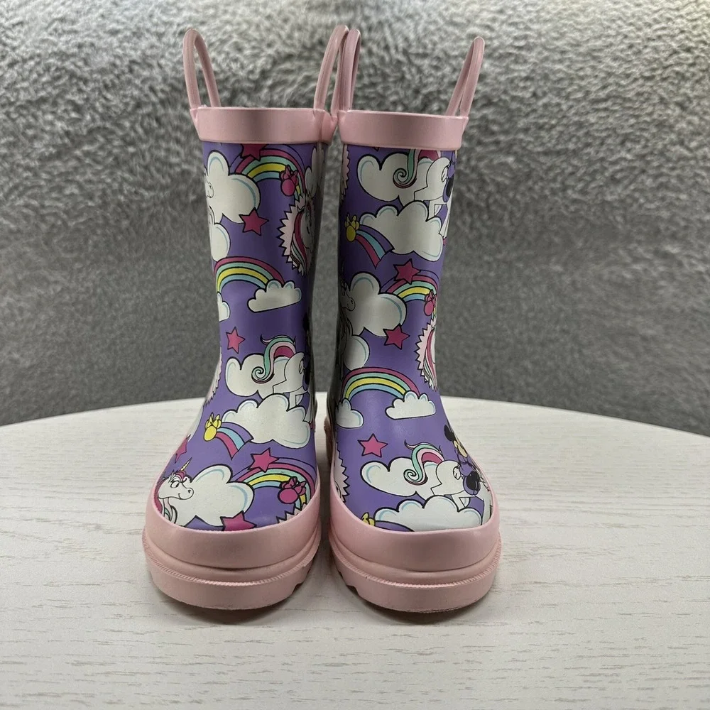 Disney Rain Boots Little Girls Size 10 Pink Minnie Mouse Unicorn Rain Boots